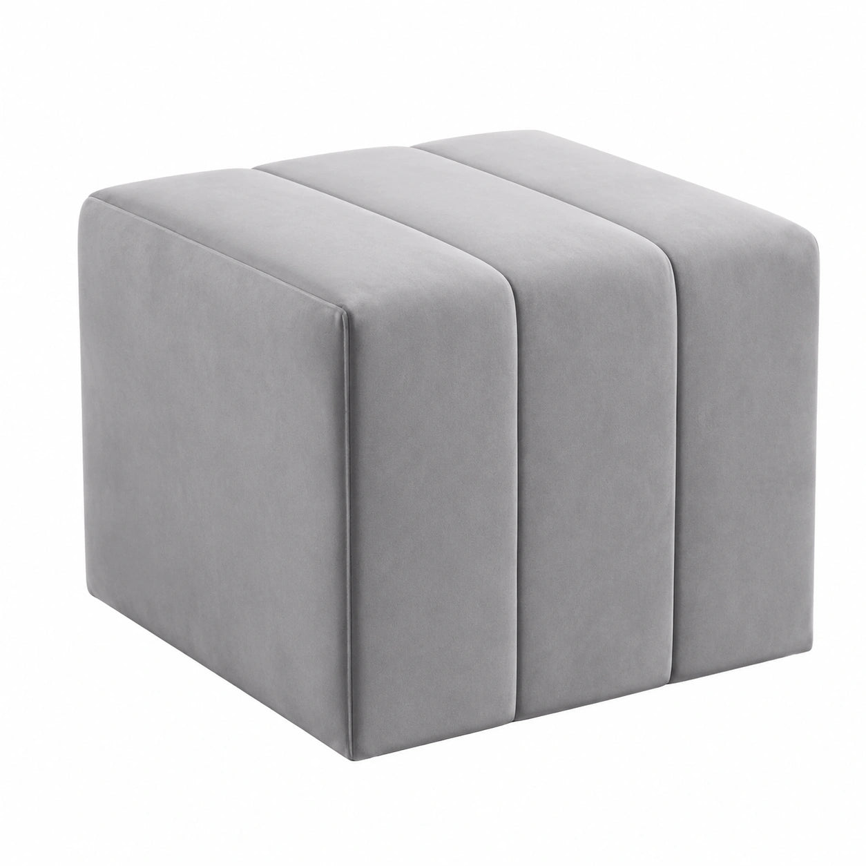 Grauer Samthocker mit 3D-Effekt, 46x35x46 cm, Moderner Polsterhocker für Wohnzimmer, Jasmine 90