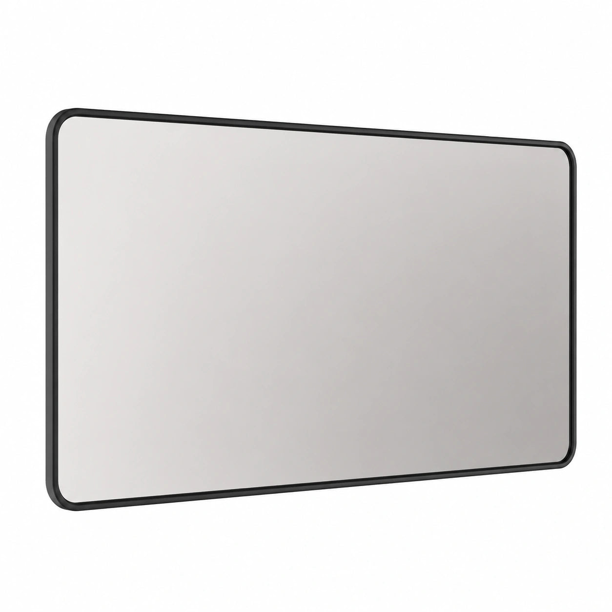 Schwarzer Wandspiegel mit Metallrahmen 70×100 cm, Moderner Schminkspiegel für Bad und Wohnzimmer
