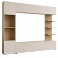 Moderne Möbelwand Kombination mit Vitrine und TV-Unterschrank, Farbe Cashmere/Cremona Eiche