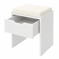 Claiks Polsterhocker mit Stauraum, Makeup-Hocker aus Leinen, Weißer Sitzhocker für Schlafzimmer & Ankleidezimmer