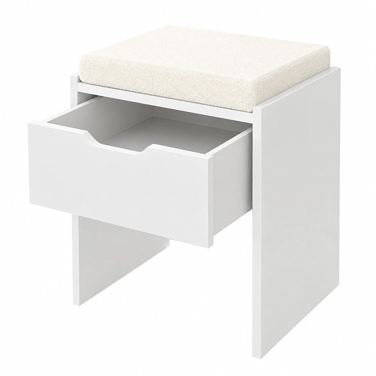 Claiks Polsterhocker mit Stauraum, Makeup-Hocker aus Leinen, Weißer Sitzhocker für Schlafzimmer & Ankleidezimmer