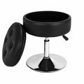 Eleganter Schminkhocker aus PU-Leder mit Stauraum, höhenverstellbar und 360° drehbar, schwarz, 2er Set
