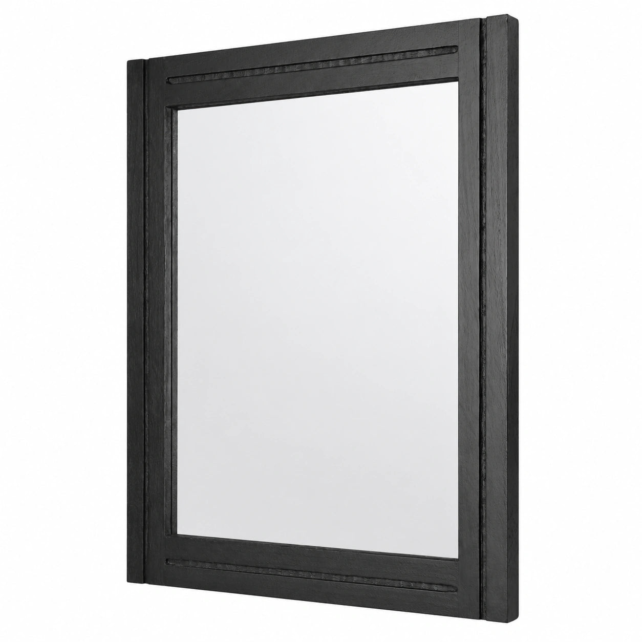 Rechteckiger Wandspiegel mit Holzrahmen in Schwarz, 70x50 cm, ideal für Schlafzimmer und Wohnzimmer