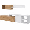 Wohnzimmermöbel-Set Julia, modernes Design in Eiche Nodi und Artic Weiß, flexibel montierbar, Maße: 221 x 44 x 40 cm