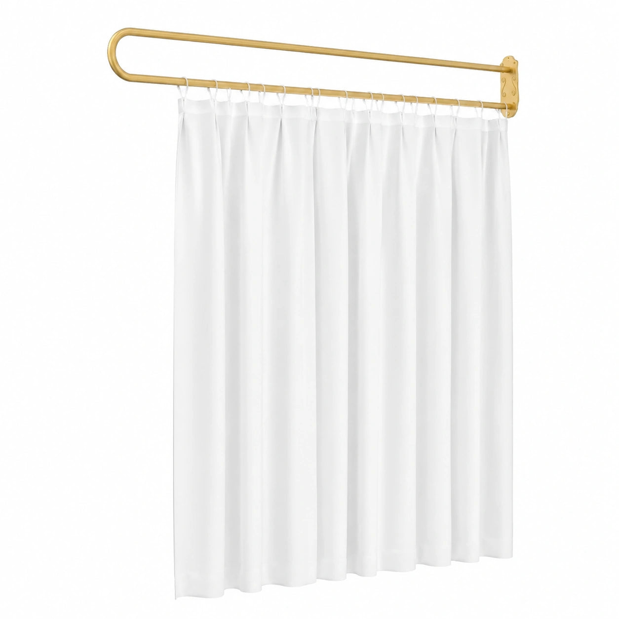 U-förmig Raumteiler Vorhangsystem mit Metallhalterung, Wandmontage, 2 m, inklusive weiße flache Haken, für Ankleideraum, Kosmetiksalon, Schlafzimmer in Gold