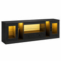 Moderner Dripex TV-Schrank mit LED-Beleuchtung und Schubladen, 180 cm, für 55–65 Zoll Fernseher, Wohnzimmer oder Schlafzimmer, Schwarz