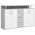 Moderner Sideboard mit Betonoptik und Stauraum, Weiß - Kommode mit Schubladen für Wohnzimmer - 139 x 90 x 34 cm