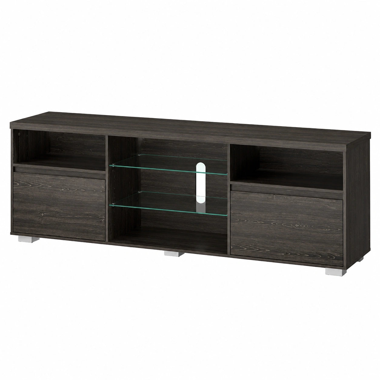 VASAGLE TV-Schrank mit LED-Licht, 70-Zoll Fernsehtisch, schwarz, Wohnzimmer