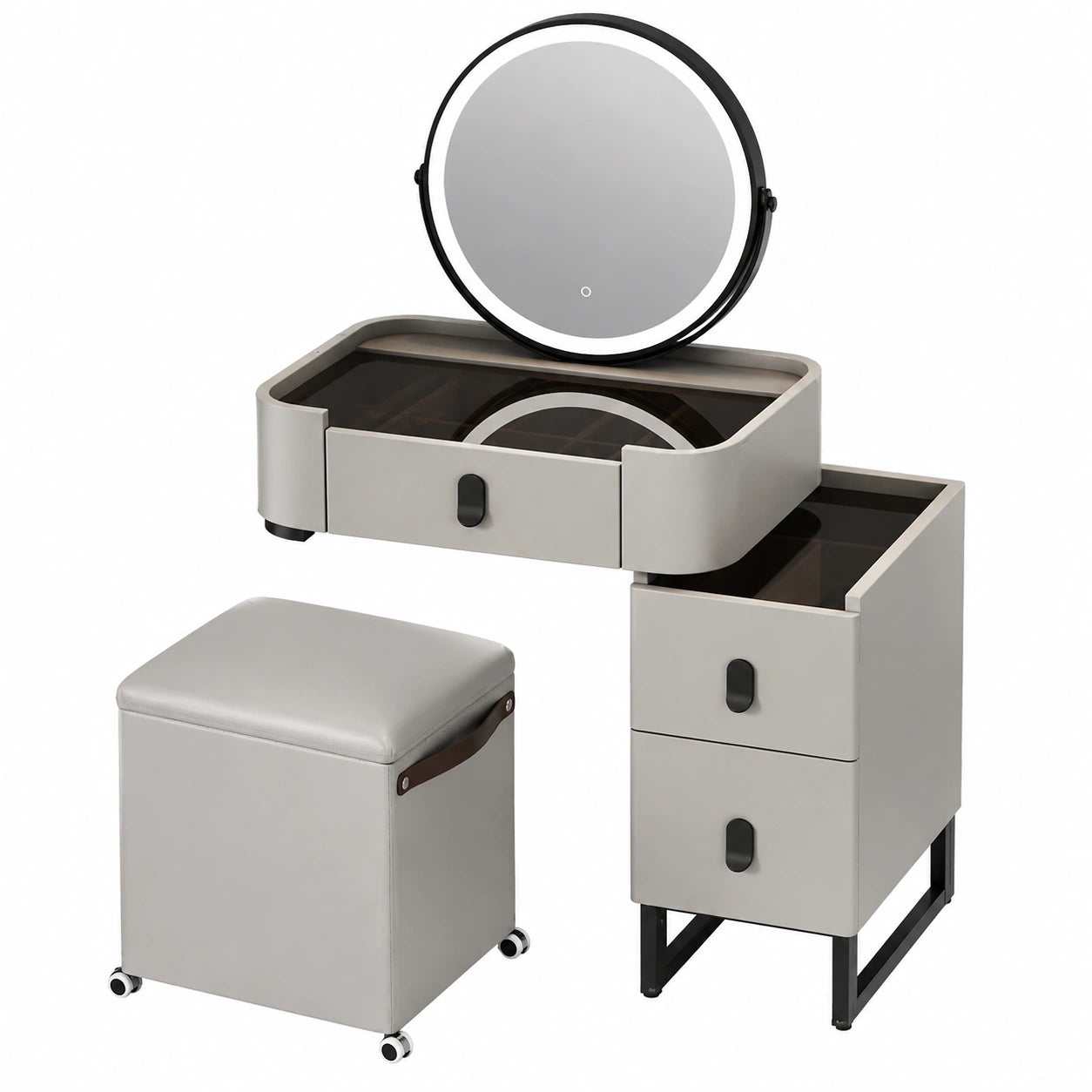 Eleganter Schminktisch aus Holz mit dimmbarem Spiegel und Schubladen, ideal für Schlafzimmer und Ankleidezimmer, perfekt für Damen