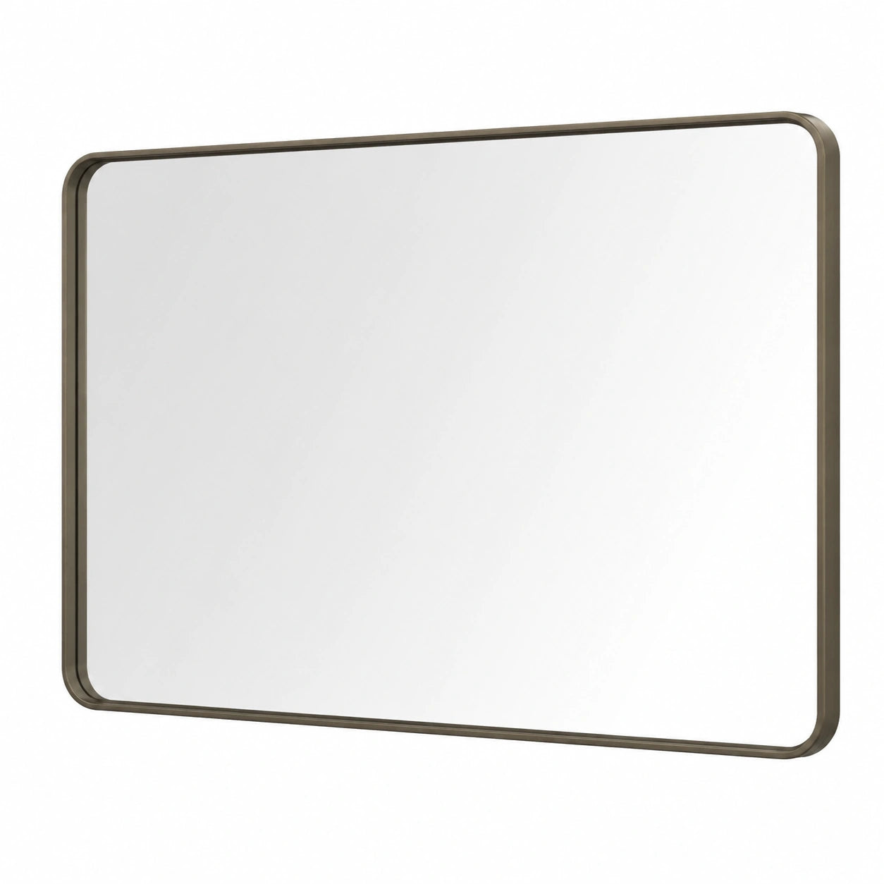 Bronzefarbener Badezimmerspiegel 48x30 cm - Rahmen aus gebürstetem Metall, rostfrei und bruchsicher, montierbar horizontal/vertikal