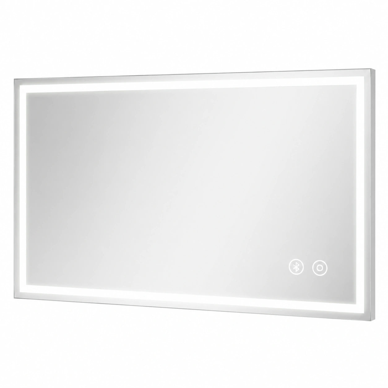 YOLEO LED Badezimmerspiegel mit Bluetooth, beleuchtet und beschlagfrei, 100x60 cm, Touch-Bedienung, Wandmontage, drei Lichtfarben, inklusive Steckdose
