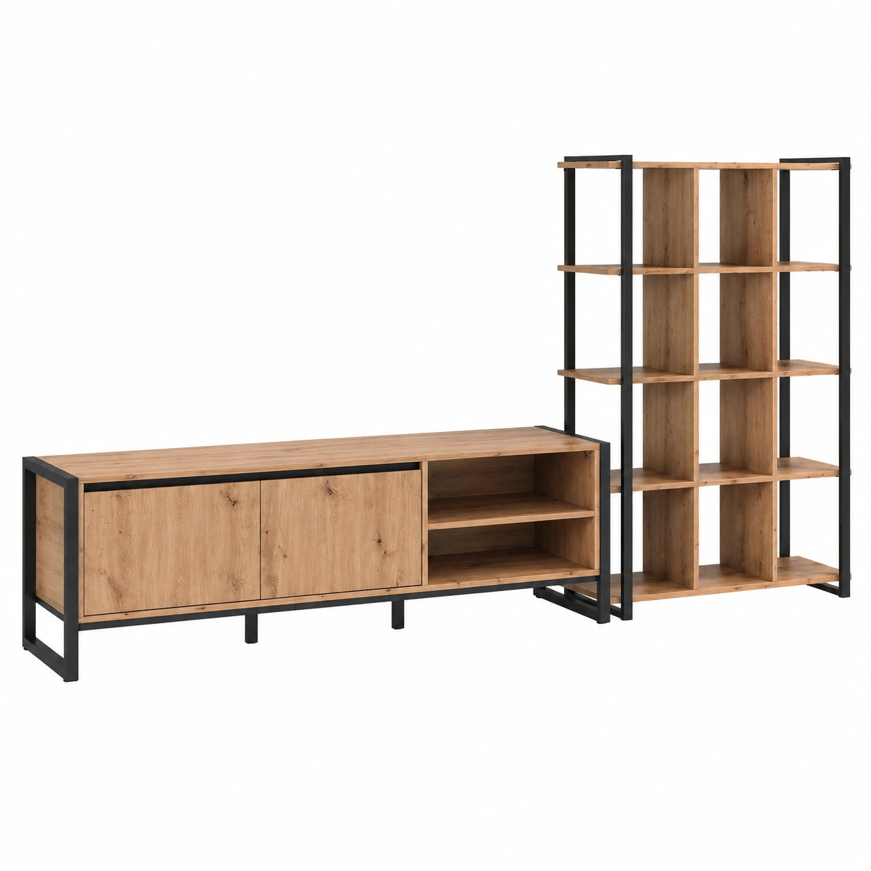Wohnzimmer-Set Arvada, 3-teilig, Artisan Eiche und Anthrazit, MDF