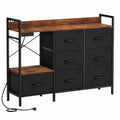 YITAHOME Kommode mit 7 Schubladen und USB-Ladefunktion, ideal für Schlafzimmer, TV-Schrank in Schwarz mit seitlichen Haken