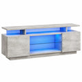 Moderner TV-Schrank mit LED, passend für 75 Zoll Fernseher, Hochglanz-Design mit viel Stauraum, 2 Türen & Glasregal, für Wohnzimmer & Schlafzimmer, Grau