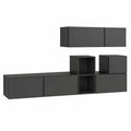Modernes Wohnwand-Set für Wohnzimmer, 7-teilig, 8 Farbkombinationen, MDF-Fronten mit Softclose und Klappenfunktion, Anthrazit Matt
