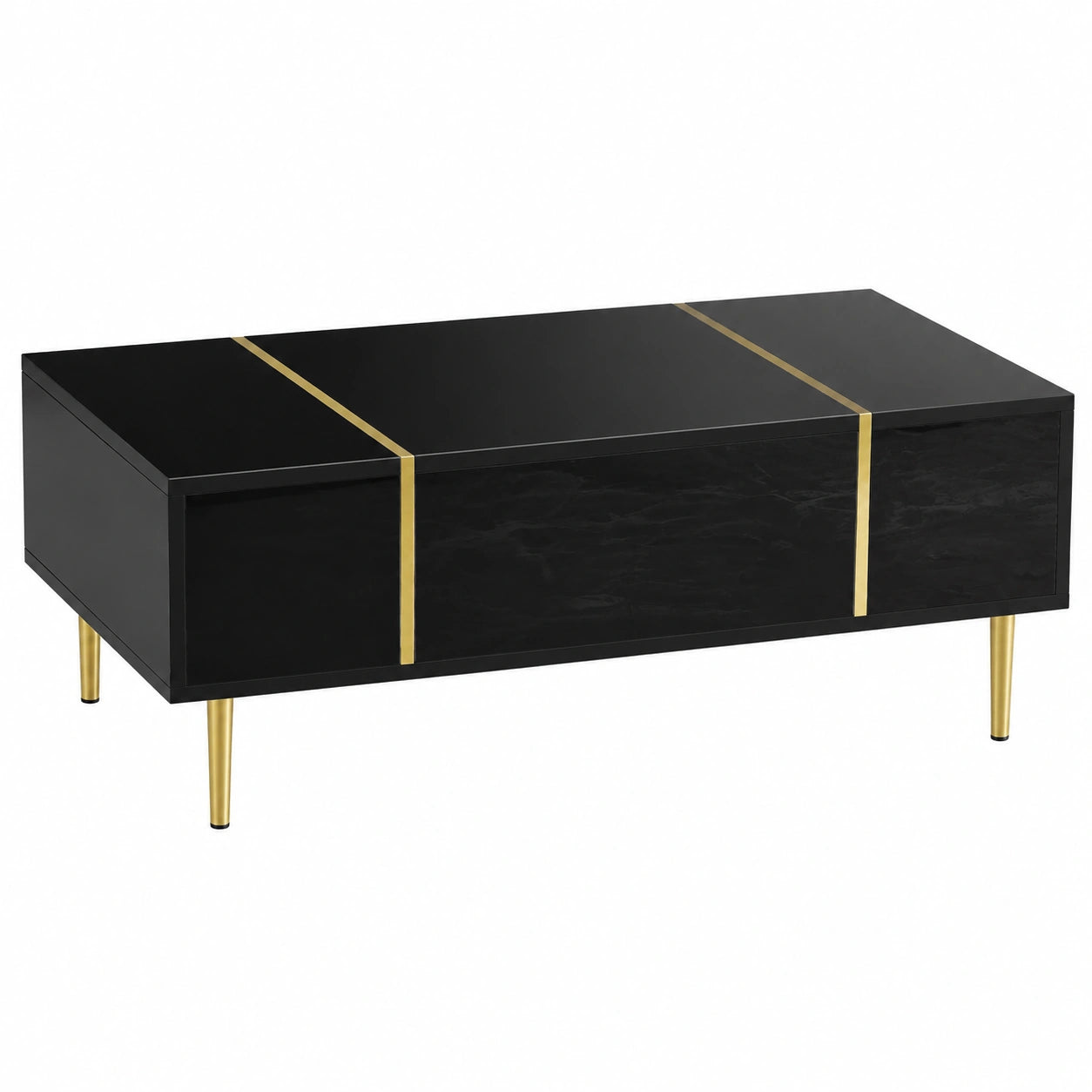 Moderner TV-Schrank und Couchtisch-Set in Hochglanz Schwarz